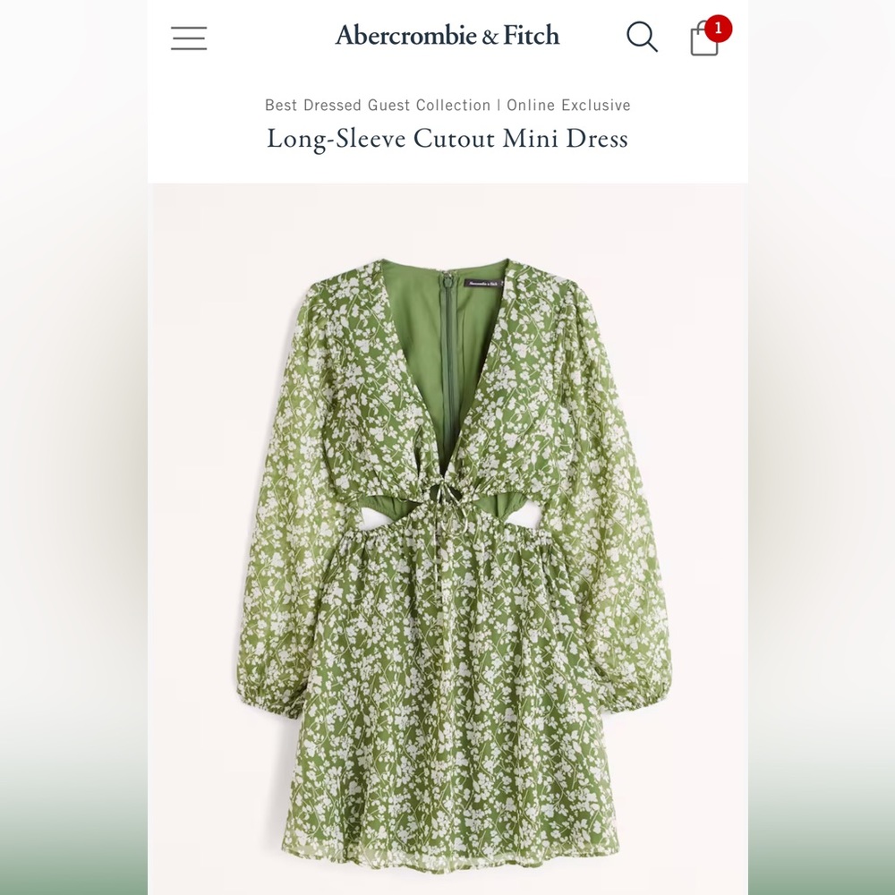 Abercrombie long sleeve cutout mini dress